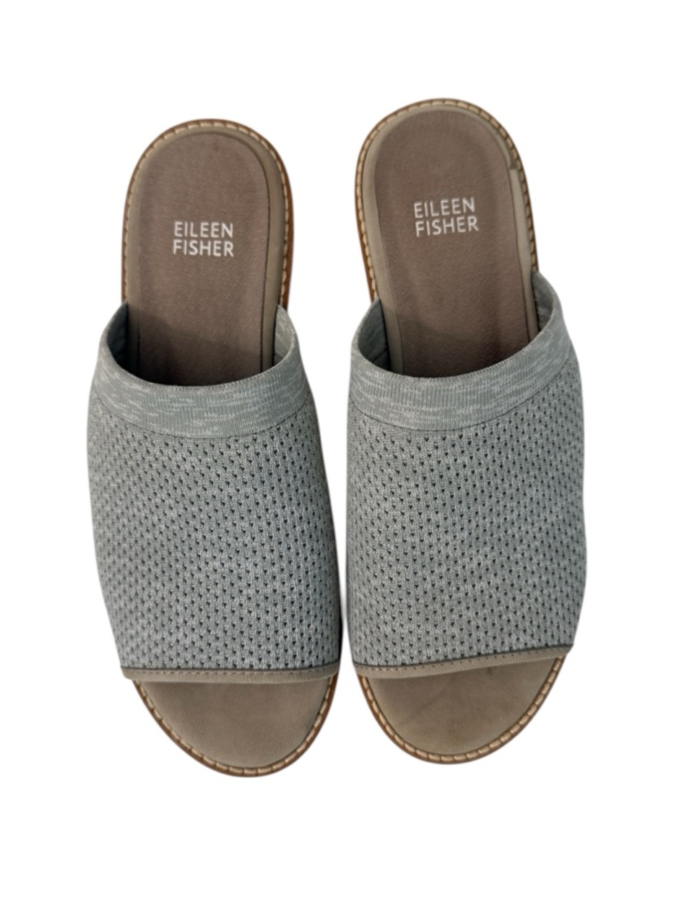 Eileen Fisher Perforated Knit Slide Sandals in Gray Size7.5